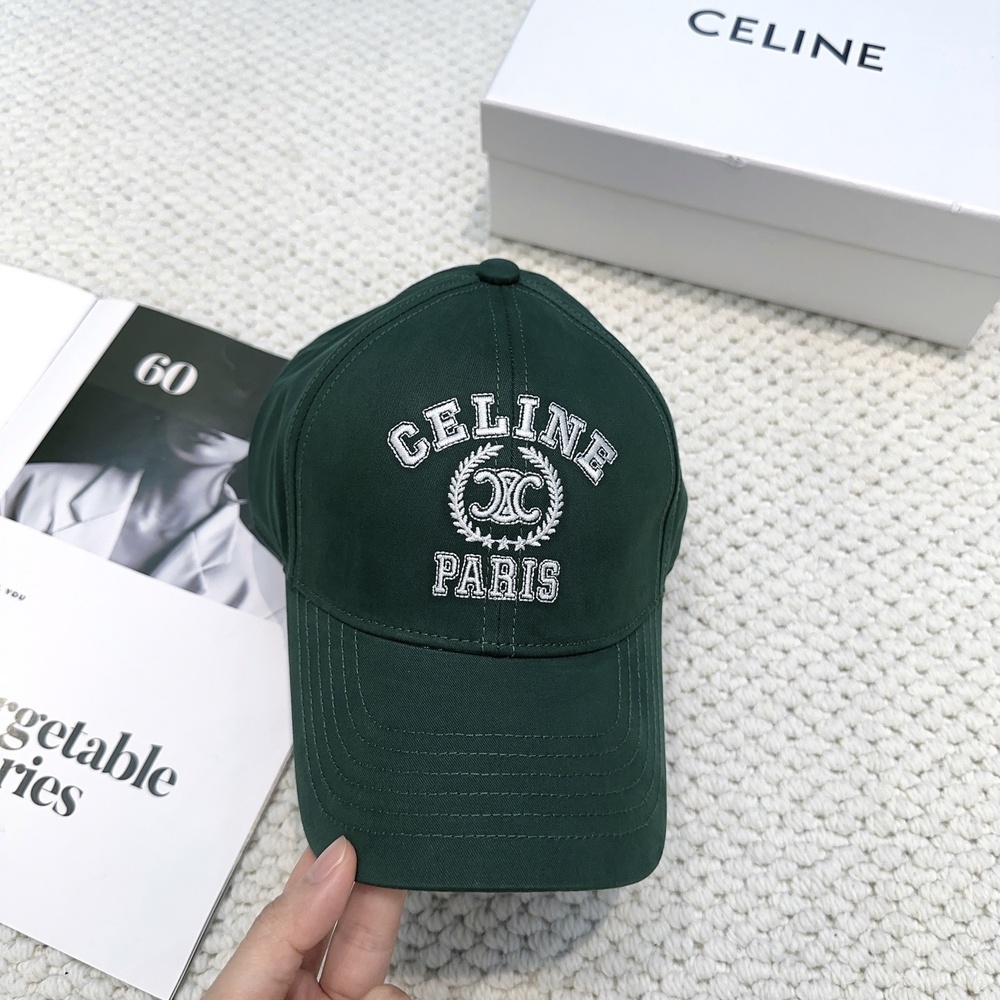 Celine Paris Dark Green Cotton Cap Wreath
